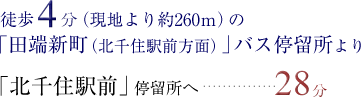 「田端新町（北千住駅前方面）」バス停留所より徒歩4分