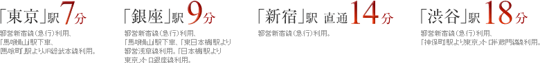 各主要駅への乗車時間