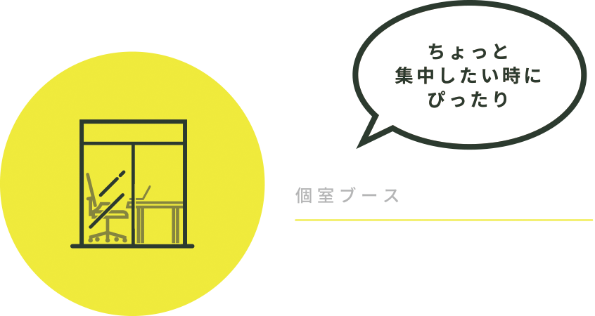 ポイント2「個室ブース」ちょっと集中したい時にぴったり